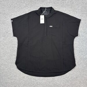 Figs Scrub Top Womens XL Black Montex Classic Mock Neck Nurse Medical Work NEW